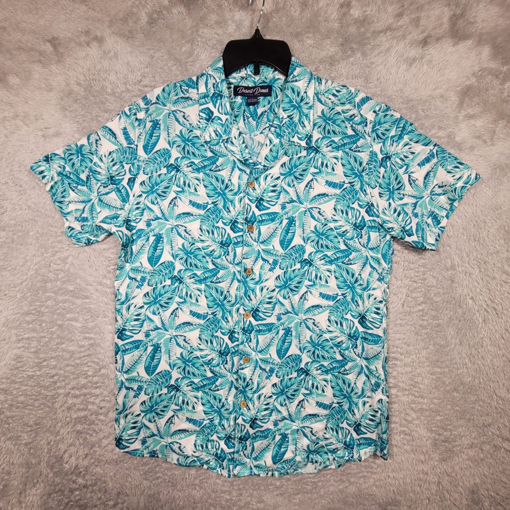 Desert Dunes Mens Large Hawaiian Shirt Tropical Palm Leaf‎ Rayon Button Down
